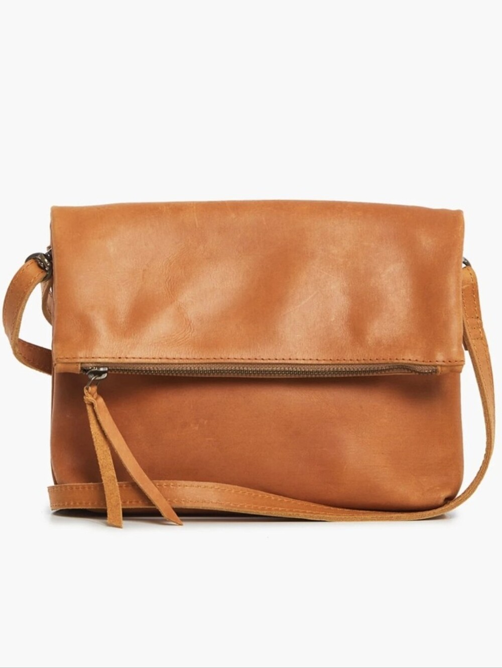 ABLE Emnet Foldover Leather Crossbody Bag Purse Cognac Tan Handmade NWT